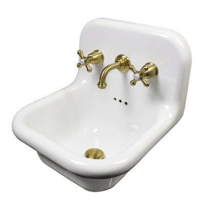 Nantucket Sinks 16.5-inch Fireclay Wallmount Bath Sink with Short Spout Faucet and Drain