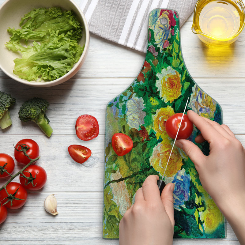 Multicolore, planche à découper en verre trempé aquarelle Ambesonne