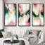 "Abstrait géométrique rose et vert", 3 pièces sur toile-1088756000-1088756031