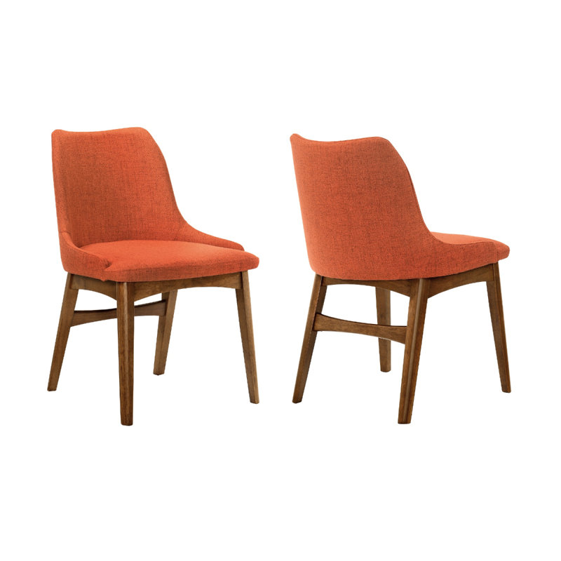 Chaise d'appoint rembourrée Miyashiro, Noyer, Orangé