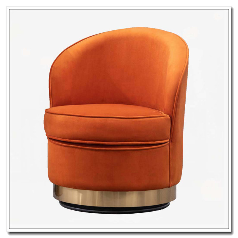 Fauteuil pivotant en velours, Orange
