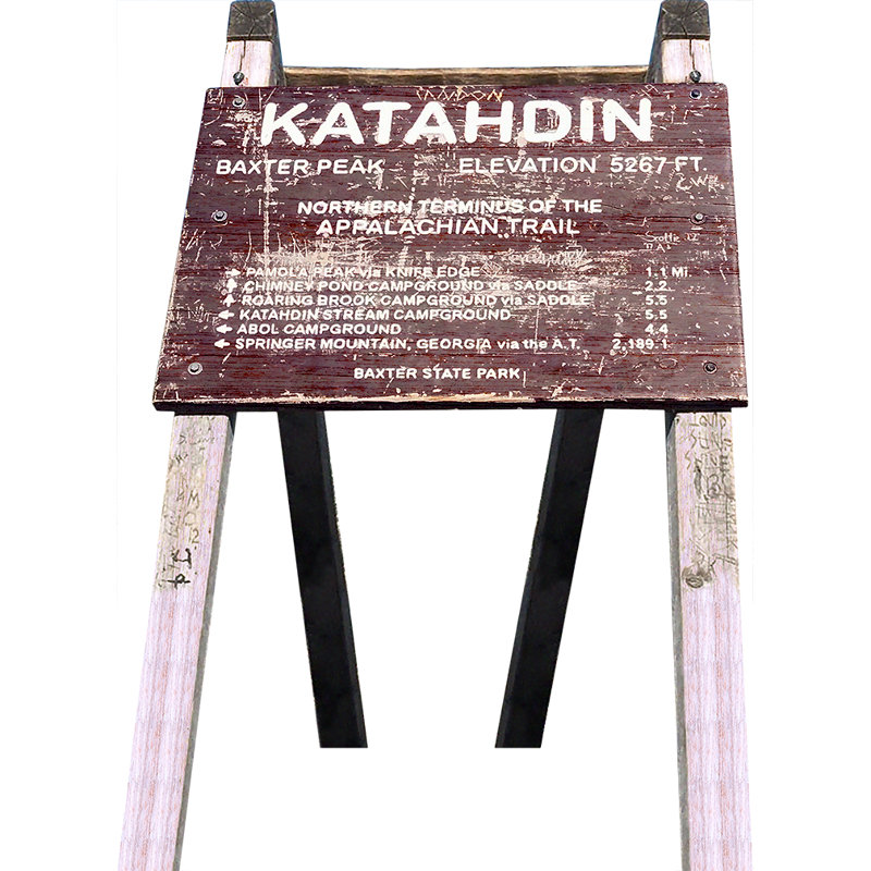 «Mount Katahdin Appalachian Trail Maine End» en carton debout