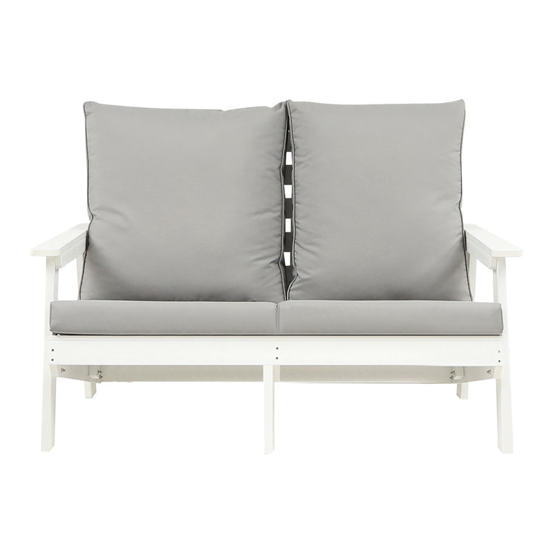 Jardin d'extérieur Hips avec coussin en coton pour poupée, meubles de patio toutes saisons à grain de bois blanc, gris, coussins sans odeur