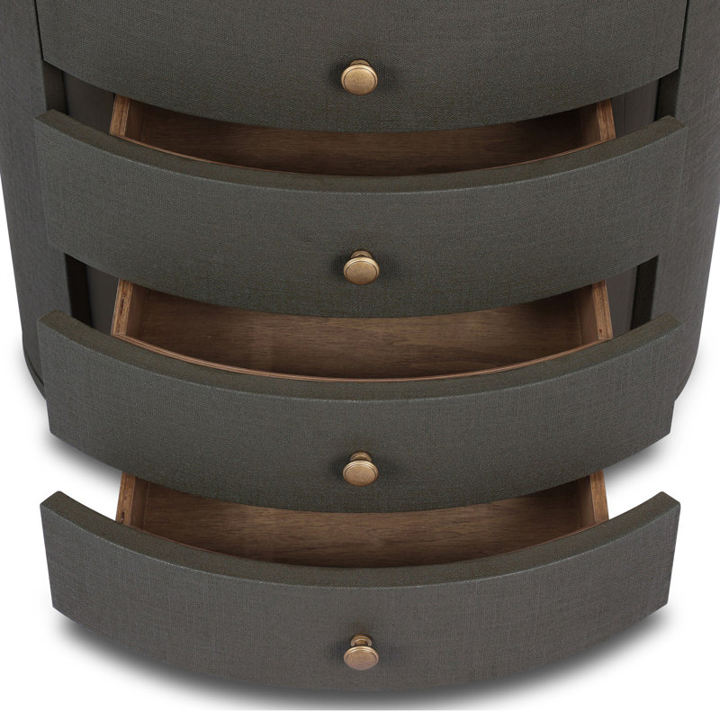 Amelia 4 - Drawer Nightstand, Dark Green Lacquered Linen