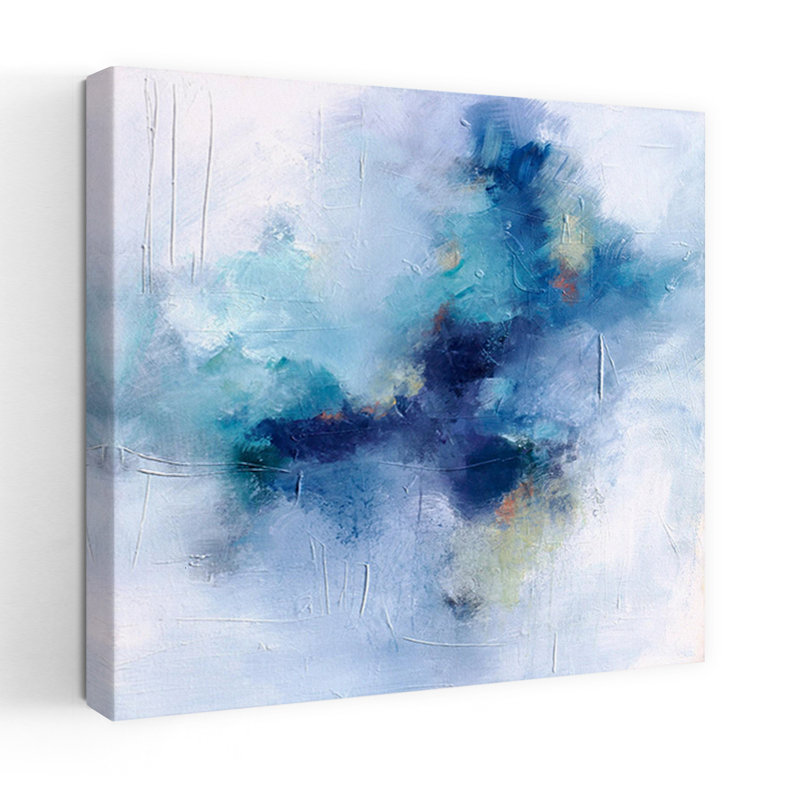 «Blue Fusion 3», art contemporain abstrait, H 18 po x l 18 po