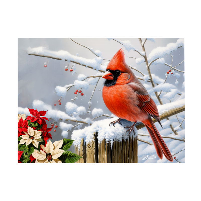 Art sur toile Blokker Stewart Winter Frost Cardinals, H 35 po x l 47 po x P 2 po