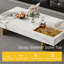 Table basse moderne 51 po, plateau de table en faux marbre brillant, pieds en acier inoxydable-1132601394