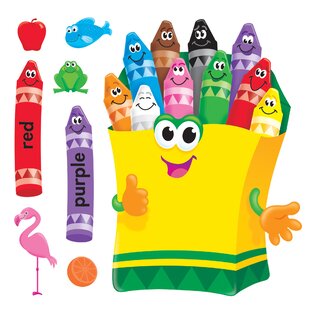 21 Piece Colorful Crayons Bulletin Board Cut Outs Set