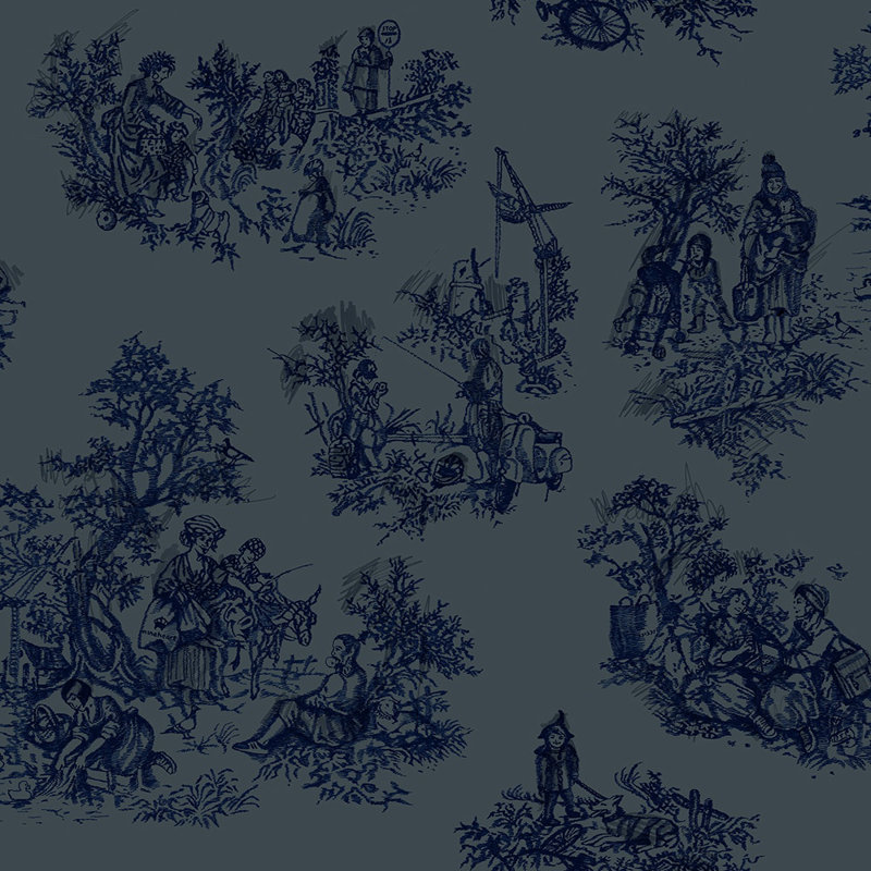 Huang 10m x 52cm Matte Paste the Wall Wallpaper Roll, Blue/Grey