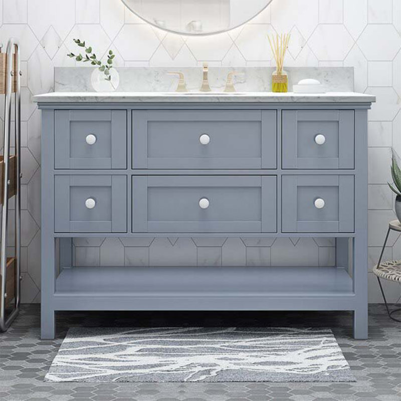Ensemble de meuble-lavabo simple 49,00 po avec plateau en marbre Tamyiah, Gris