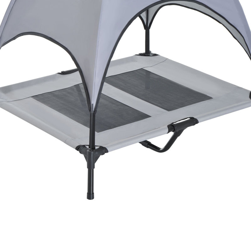 Large Gray Elevated Outdoor Orthopedic Dog Bed with Canopy