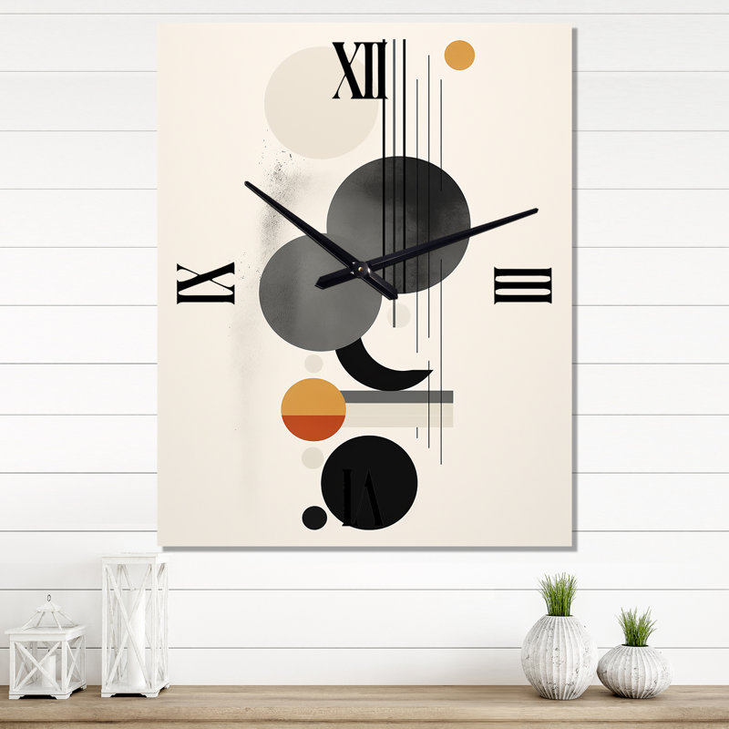 Minimal circulaire, Illustration géométrique V - Horloge murale géométrique moderne surdimensionnée
