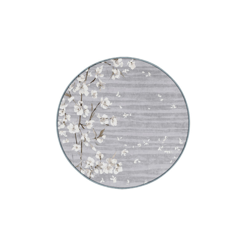 Tapis bleu soyeux et moelleux, Rond 8 pi