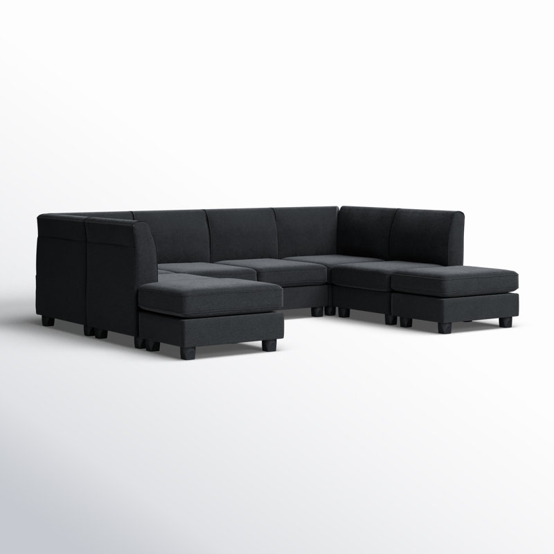 Boutwell Upholstered U-Shaped Sectional Reversible, Dark Grey