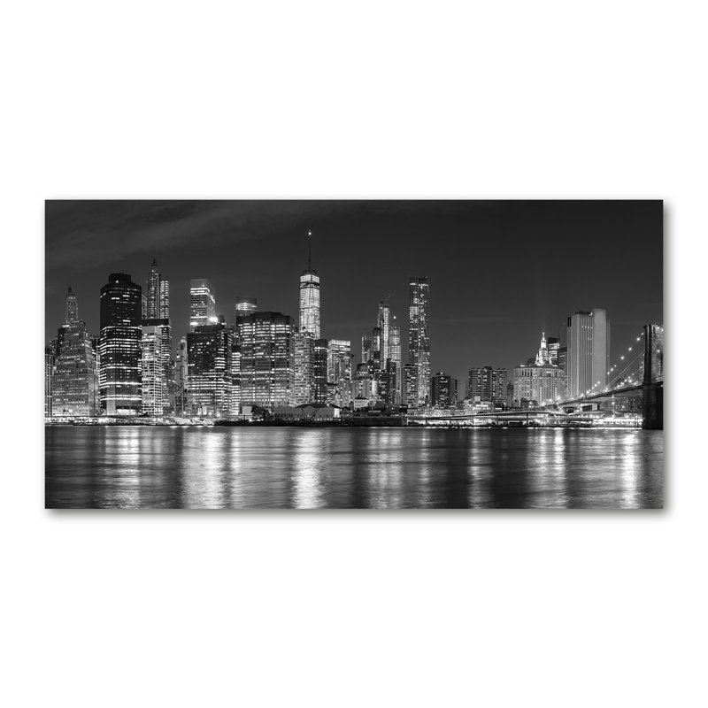 Manhattan by Night 1 Piece Wrapped Canvas Wall Art