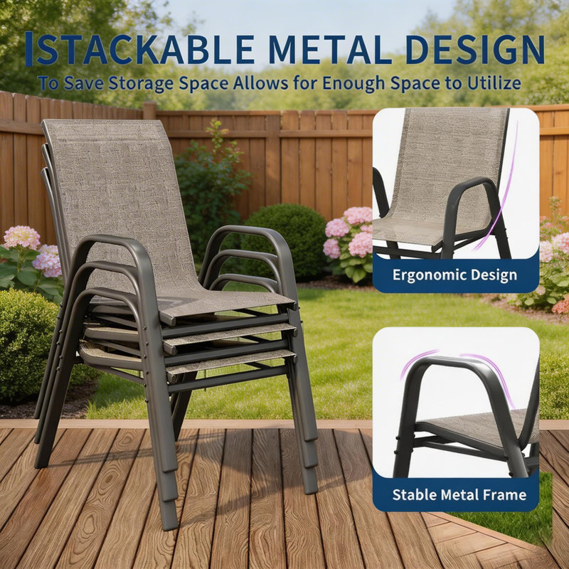 Stackable Dining Chairs , 300lb Capacity, All Weather, Black
