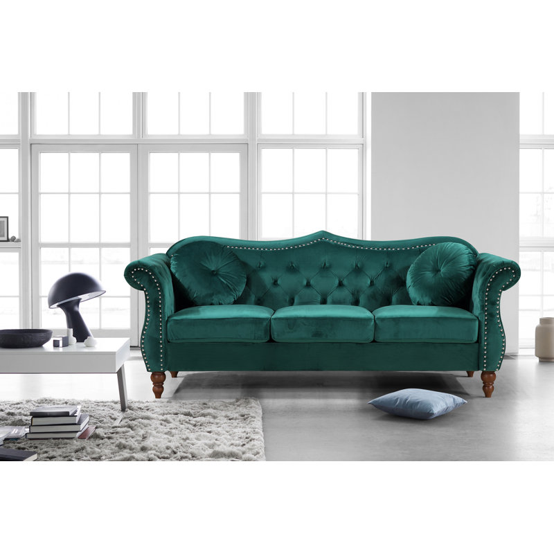 Evianna 79.5'' Velvet Sofa, Green