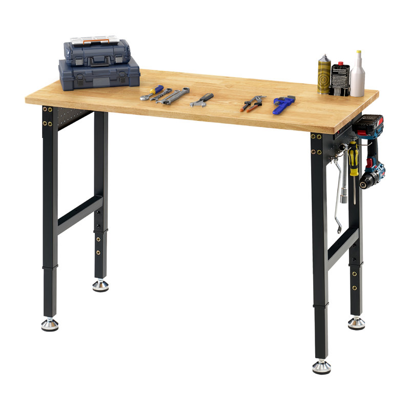 Établi réglable Alok avec prise de courant intégrée - Table de travail robuste pour garage, atelier et bureau