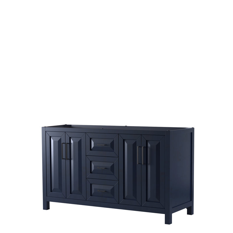 Daria 59'' W Double Bathroom Vanity Base, Dark Blue/Matte Black