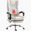 Chaise de bureau avec polyester, pivotante, soutien lombaire, massage, hauteur réglable, appui-tête, repose-pieds