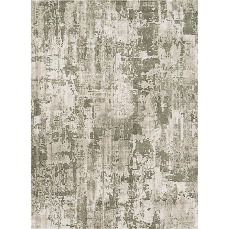 Andrew Green & Beige Abstract High-Low Modern Rug, 10'0" x 14'0", Green/Beige