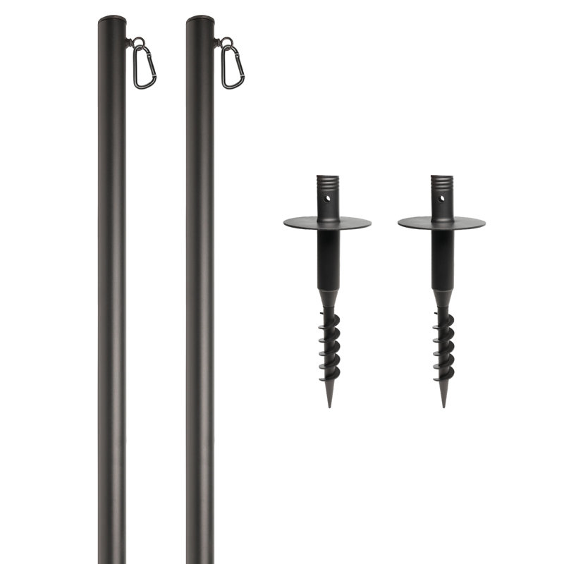 String Led Light Pole Kit for Backyard, Garden, Lawn, Patio, or Deck, Poles Extends To 10 Ft Tall, Includes a Machined-Screw Base with Flat Topper, Installation Bar, and a Magnetic Bubble Level