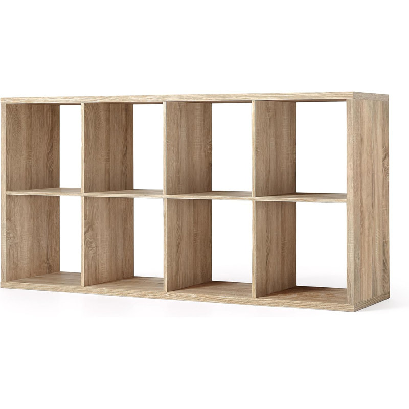 Tablette de rangement à 8 cubes avec bord extérieur très épais, cloison de rangement ouverte de 13 pouces, chêne naturel