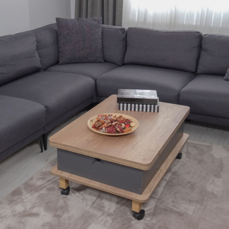 Table basse, Plateau naturel / base grise