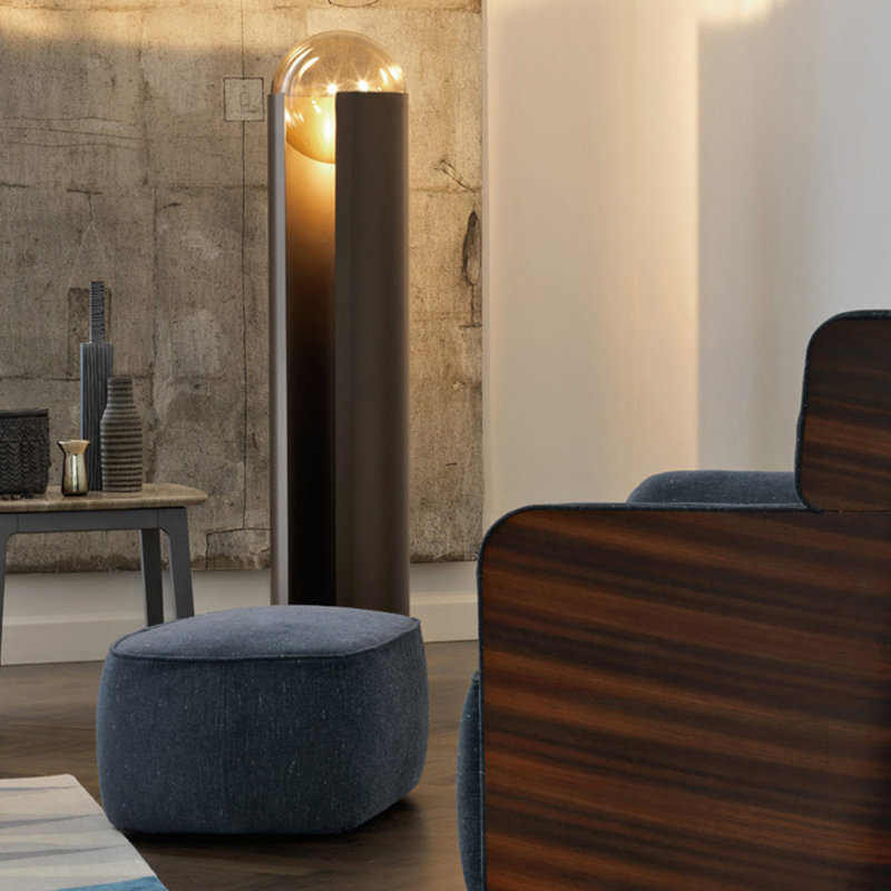 Black Iron Glass Free-Form Floor Lamp