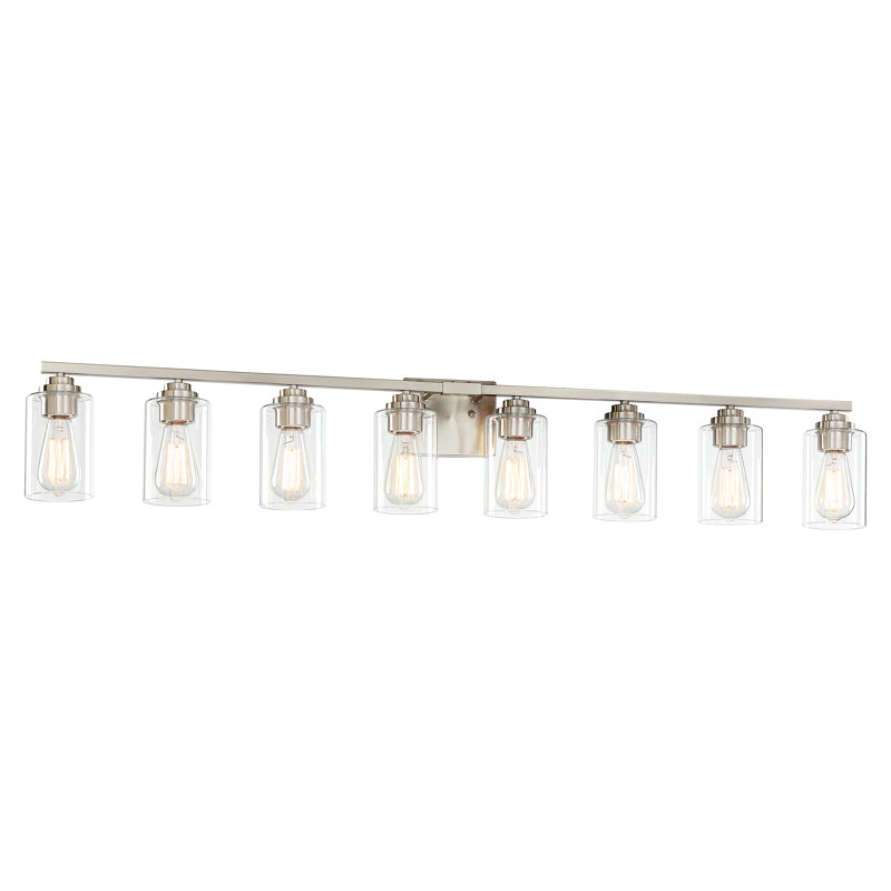 51.48 in. 8-Light Brushed Nickel Dimmable Bathroom Vanity Light with Clear Glass Shades, Brushed Nickel, 8 Lights
