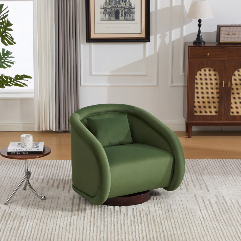 Fauteuil d'appoint pivotant en velours Leda, Green