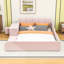 Lit plateforme tapissier luxueux en velours avec bureau, tabouret rond et rails de sécurité-660875416-660875417