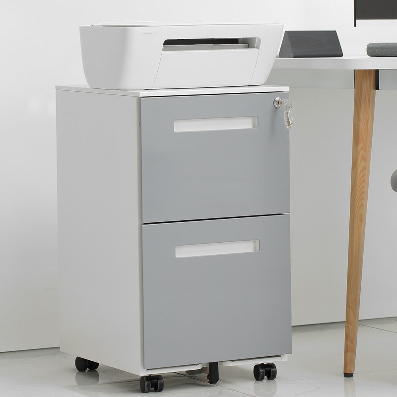 3 Drawer Mobile Locking File Cabinet, Rolling Filing Cabinet For Letter/a4 Size With 5 Wheels,grey 