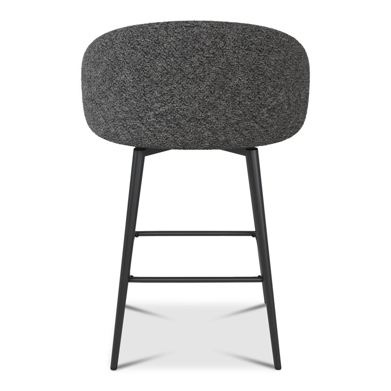 27.9" Seat Height Upholstered Swivel Bar Stools With Back, Grey