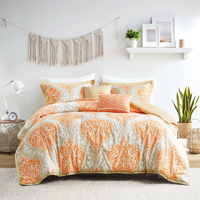 Elegant Comforter In Orange: Full/queen, Style Full/queen With : Orange Theme