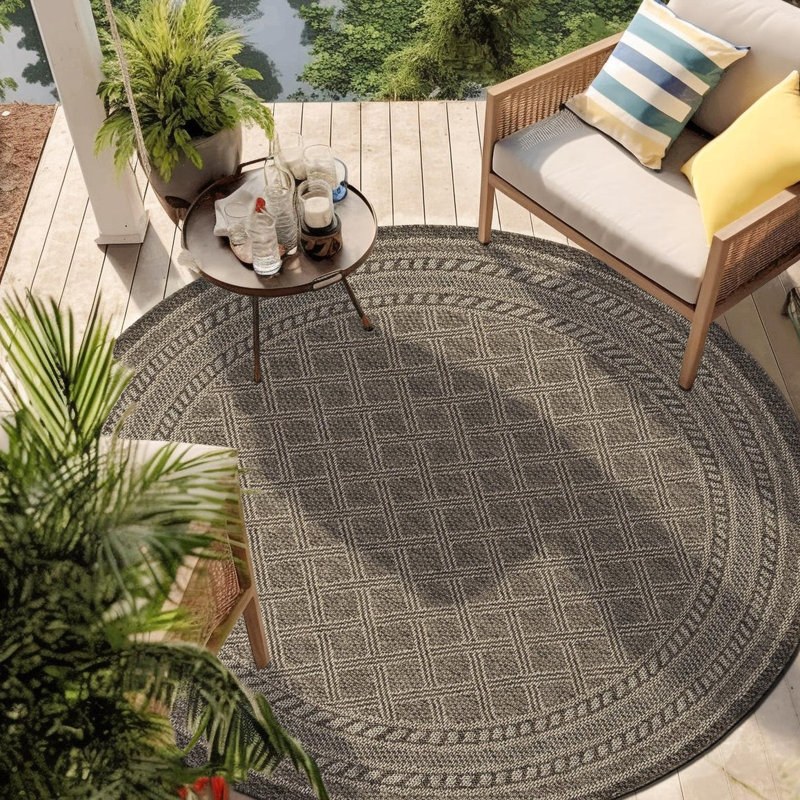 Tapis d'extérieur à treillis, Rond 10 pi