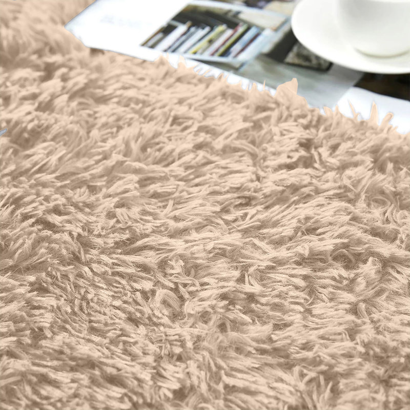 Soft Fluffy Living Room Large Area Rug, Rectangle 120 x 170 cm, Beige
