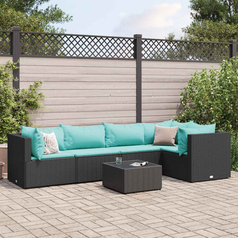  Ensemble de patio noir, bleu eau