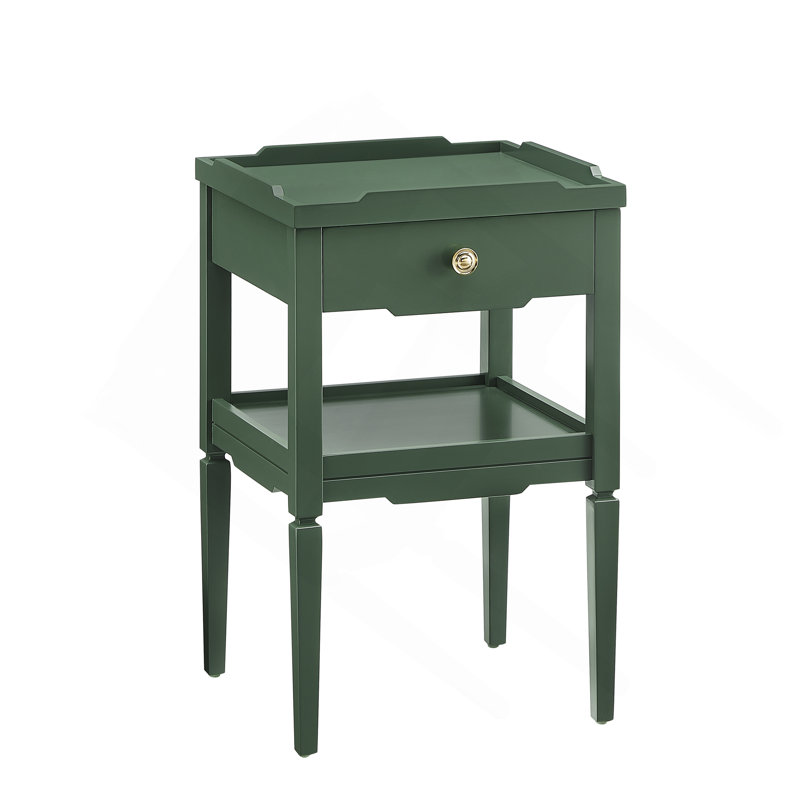 Table de chevet 1 tiroir Foley Vintage Green, Vert antique