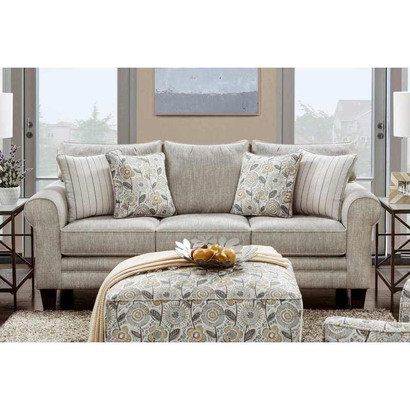 Canapé à accoudoirs arrondis avec coussins réversibles 88 po Aurora, Canapé, Beige, 100 % Polyester