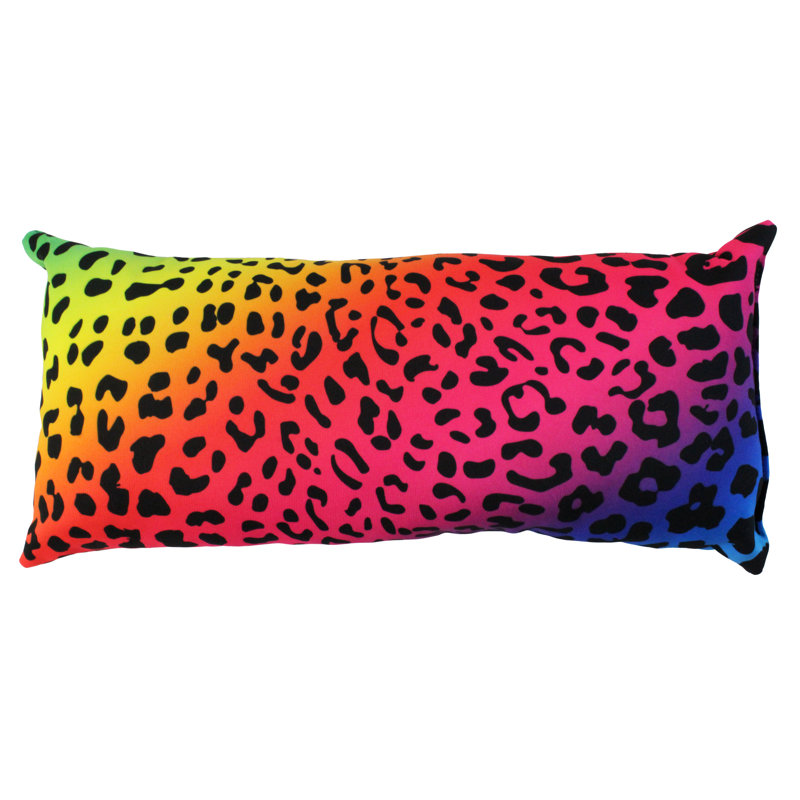 Animal Print Reversible Throw Pillow, Rainbow Gradient/Black