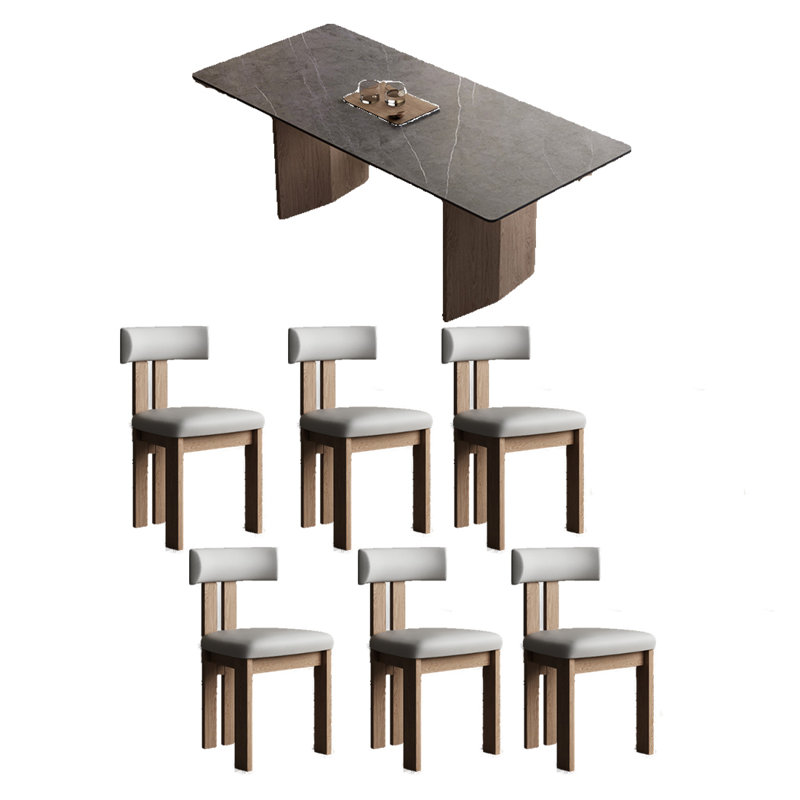 Durable solid wood rock panel dining table sets., 29.53"H x 70.87"L x 31.5"W