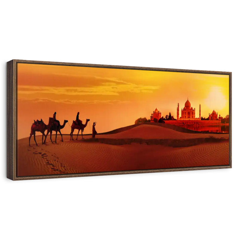 Taj Mahal Travellers, 28" X 10", Floating Frame Walnut