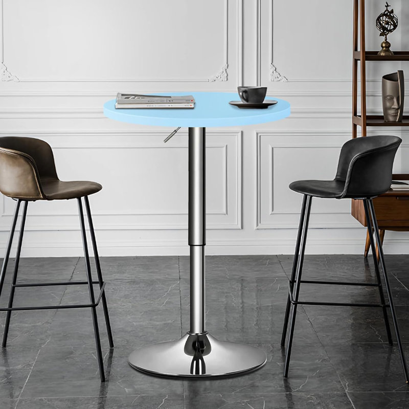 Round Metal Base Dining Table, Blue, Silver