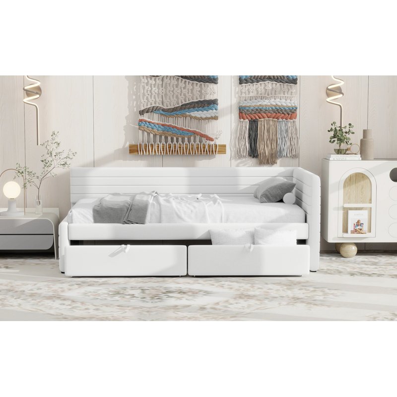 Lit de jour rembourré avec couchette, Blanc