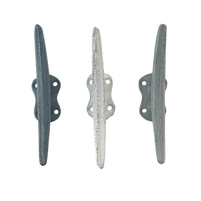 Set Of 3 Cast Iron Boat Cleat Wall Hooks In – Decorative Nautical Hooks For Towel, Key, Or Coat Hanging