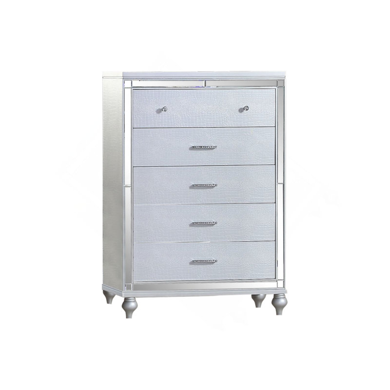 Commode 5 tiroirs Sterling, Argent argent