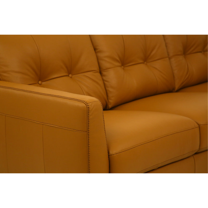Radwan Camel Leather Sofa (Assembled)