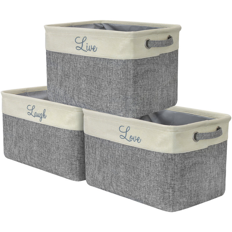 Sorbus Quote Fabric Cubby Organizer with Handles 3 Pack