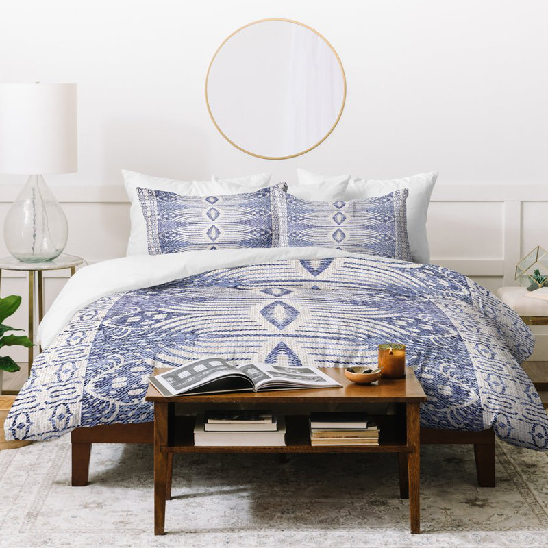 Housse de couette moderne en microfibre bleue, Housse de couette pour très grand lit